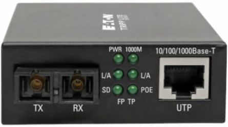 Gigabit Multimode Fiber to Ethernet Media Converter, PoE+, SC, International Power, 1310 nm, 2 km