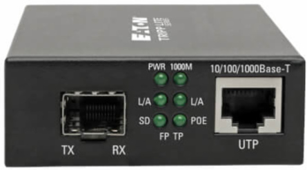 Gigabit SFP Fiber to Ethernet Media Converter, PoE+, International Power