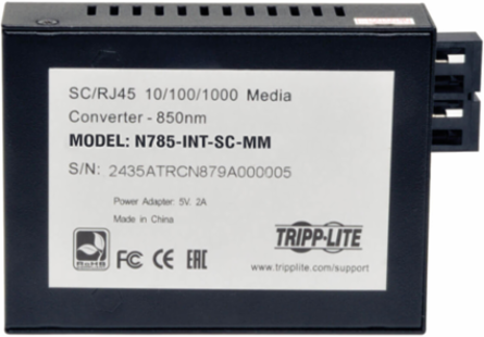 Gigabit Fiber to Ethernet Media Converter, 10/100/1000 SC, 550 m