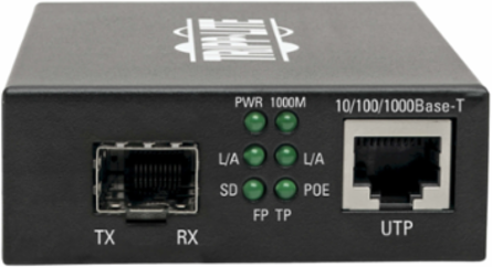 Gigabit SFP Fiber to Ethernet Media Converter, POE+, 10/100/1000 Mbps