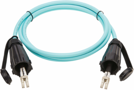 10Gb Industrial Duplex Multimode Fiber Patch Cable, 2 m, IP68, Aqua