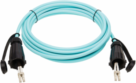10Gb Rigid Industrial Duplex Multimode Fiber Patch Cable, Aqua, 5 m, IP68