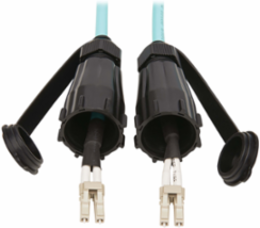 10Gb Rigid Industrial Duplex Multimode Fiber Patch Cable, Aqua, 5 m, IP68