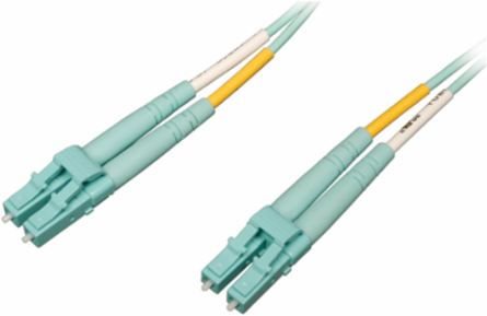 10Gb/100Gb Duplex Multimode Fiber Patch Cable, 50/125 OM4, 20M (65 ft.), Aqua
