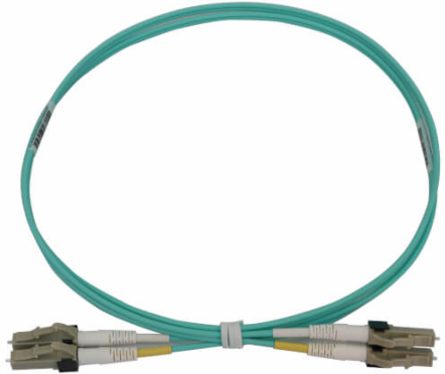 Fiber Optic Cable, 400G Multimode OM3, Duplex LC-PC, LSZH, Aqua, 1 m