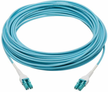 Armored Fiber Optic Cable, Duplex Multimode 50/125 OM4, LC/LC, LSZH, Aqua, 15 m