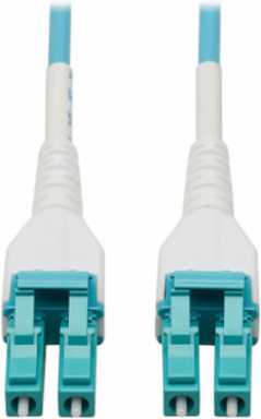 Armored Fiber Optic Cable, Duplex Multimode 50/125 OM4, LC/LC, LSZH, Aqua, 15 m