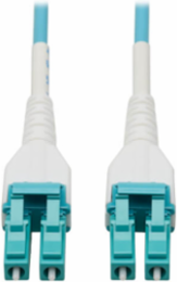 Armored Fiber Optic Cable, Duplex Multimode 50/125 OM4, LC/LC, LSZH, Aqua, 30 m