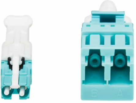 Fiber Optic Cable Adapter, Duplex Multimode 50/125 OM4, CS-PC/LC-PC, M/F, LSZH, Magenta, 1 ft