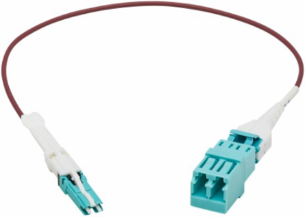 Fiber Optic Cable Adapter, Duplex Multimode 50/125 OM4, CS-PC/LC-PC, M/F, LSZH, Magenta, 1 ft