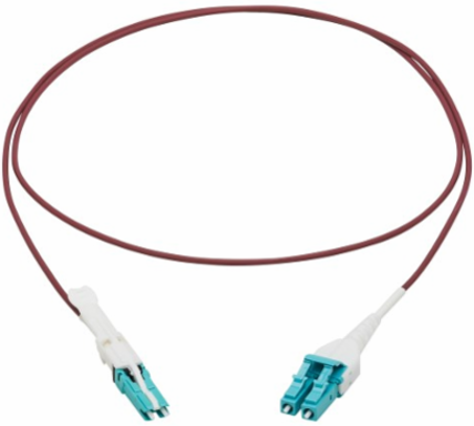 Fiber Optic Cable, Duplex Multimode 50/125 OM4, CS-PC/LC-PC, LSZH, Magenta, 1 m