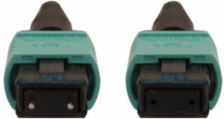 MTP/MPO Fiber Optic Cable, 12 Fiber, Multimode OM3 50/125, M/F, LSZH, Aqua, 5 m (16.4 ft)