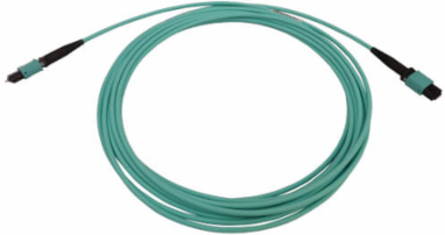 MTP/MPO Fiber Optic Cable, 12 Fiber, Multimode OM3 50/125, M/F, LSZH, Aqua, 5 m (16.4 ft)