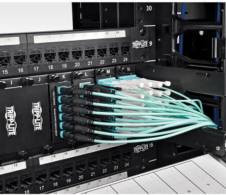 MTP/MPO Fiber Patch Cable, 12 Fiber, 1 Meter, OM3, Aqua, 40GbE