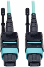 MTP/MPO Patch Cable, 12 Fiber, 40GbE, OM3 Plenum-Rated, 2 Meter, Aqua