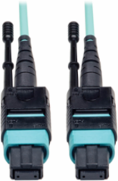 MTP/MPO Patch Cable, 12 Fiber, 5 Meter, OM3, Aqua, 40GbE