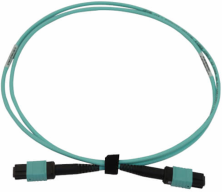 MTP/MPO Fiber Optic Cable, 12 Fiber, Multimode OM3 50/125, F/F, LSZH, Aqua, 1 m (3.3 ft)