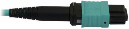 MTP/MPO Fiber Optic Cable, 12 Fiber, Multimode OM3 50/125, F/F, LSZH, Aqua, 2 m (6.6 ft)