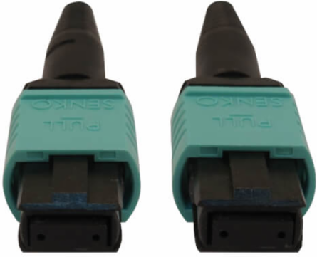 MTP/MPO Fiber Optic Cable, 12 Fiber, Multimode OM3 50/125, F/F, LSZH, Aqua, 2 m (6.6 ft)