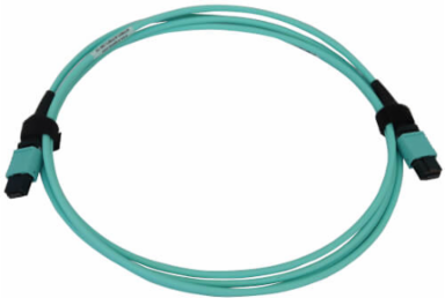 MTP/MPO Fiber Optic Cable, 12 Fiber, Multimode OM3 50/125, F/F, LSZH, Aqua, 2 m (6.6 ft)