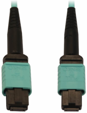 Fiber Optic Cable, MTP/MPO-PC to MTP/MPO-PC, 12F Multimode OM3 50/125, LSZH, Aqua, 10 m