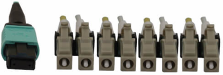 Fiber Optic Cable, MTP/MPO-PC to 4x Duplex LC/PC, 12F Multimode OM3 50/125, LSZH, Aqua, 2 m