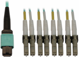 Fiber Optic Cable, MTP/MPO-PC to 4x Duplex LC/PC, 12F Multimode OM3 50/125, LSZH, Aqua, 2 m