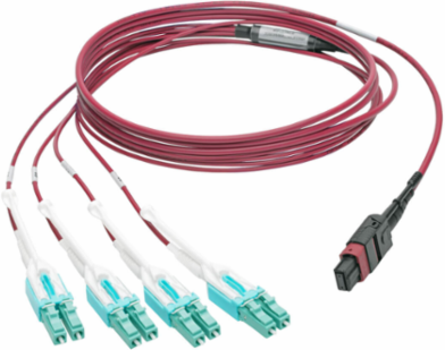 2M MTP/MPO to 8xLC Fan-Out Patch Cable, 40Gb, OM4, Plenum-Rated, Magenta