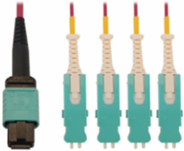 Fiber Optic Cable, MTP/MPO-PC to 4x Duplex SN-PC, 12F Multimode OM4, LSZH, Magenta, 3 m