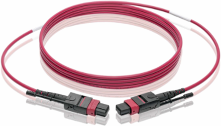 5M OM4 Multimode Patch Cable, 12 Fibers, Magenta, Push/Pull Tabs