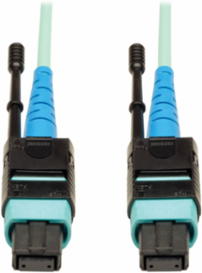MTP/MPO Patch Cable, 3M Length, 24 Fiber, OM3 Multimode, Aqua