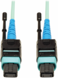 MTP/MPO Patch Cable, 3M Length, 24 Fiber, OM3 Multimode, Aqua