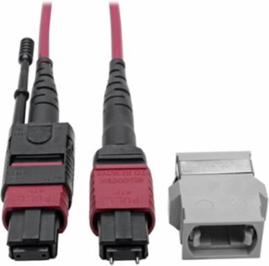 MTP/MPO Base-8 Migration Fiber Adapter, 12 Fiber, 8 Inch, OM4, Magenta