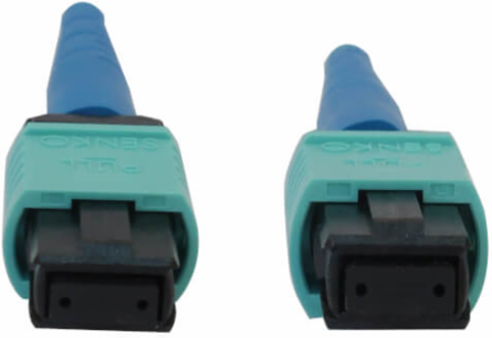 Fiber Optic Cable, 40/100/400G Multimode OM3, 24F MTP/MPO-PC F/F, LSZH, Aqua, 3 m