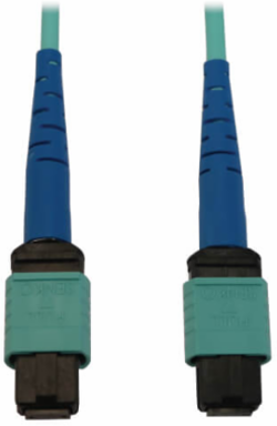 Fiber Optic Cable, 40/100/400G Multimode OM3, 24F MTP/MPO-PC F/F, LSZH, Aqua, 3 m