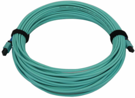 Fiber Optic Cable, 40/100/400G Multimode OM3, 24F MTP/MPO-PC F/F, LSZH, Aqua, 20 m