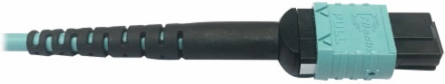 Fiber Optic Cable, 400G Multimode OM4, 24F MTP/MPO-PC to (x2) 12F MTP/MPO-PC (F/F), Aqua, 1 m