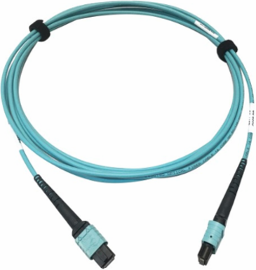 Fiber Optic Cable, 400G Multimode OM4, 24F MTP/MPO-PC (F/F), Plenum, Aqua, 3 m