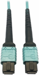 Fiber Optic Cable, 400G Multimode OM4, 24F MTP/MPO-PC (F/F), Plenum, Aqua, 3 m
