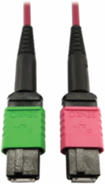 Fiber Optic Cable, 400G Multimode OM4, 16F MTP/MPO-APC to MTP/MPO-UPC (F/F), Plenum, Magenta, 5 m