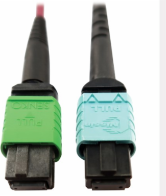 Fiber Optic Cable, 400G Multimode OM4, 16F MTP/MPO-APC to 24F MTP/MPO-UPC (F/F), Magenta, 5 m