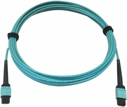 Fiber Optic Cable, 400G Multimode OM4, 24F MTP/MPO-PC (F/F), Plenum, Aqua, 5 m