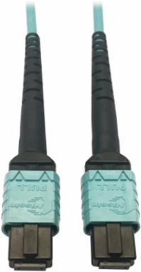 Fiber Optic Cable, 400G Multimode OM4, 24F MTP/MPO-PC (F/F), Plenum, Aqua, 5 m