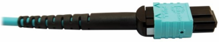 Fiber Optic Cable, 400G Multimode OM4, 24F MTP/MPO-PC to (x2) 12F MTP/MPO-PC (F/F), Aqua, 5 m