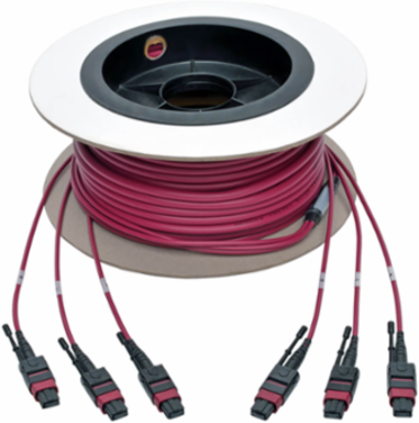 15 Meter Multimode Base-8 Trunk Cable, 40/100G OM4, Magenta, 8 Fibers