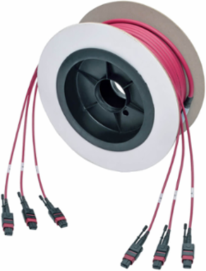 15 Meter Multimode Base-8 Trunk Cable, 40/100G OM4, Magenta, 8 Fibers