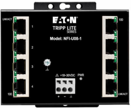 Unmanaged Industrial Ethernet Switch, 8-Port, 10/100 Mbps, DIN/Wall Mount, -40 to 75°C