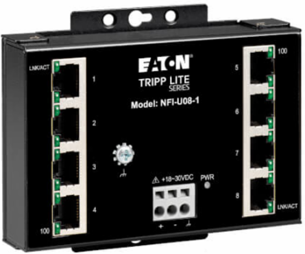 Unmanaged Industrial Ethernet Switch, 8-Port, 10/100 Mbps, DIN/Wall Mount, -40 to 75°C