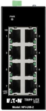 Unmanaged Industrial Ethernet Switch, 8-Port, 10/100 Mbps, DIN Mount, -40 to 75°C
