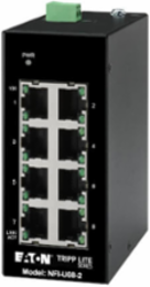Unmanaged Industrial Ethernet Switch, 8-Port, 10/100 Mbps, DIN Mount, -40 to 75°C